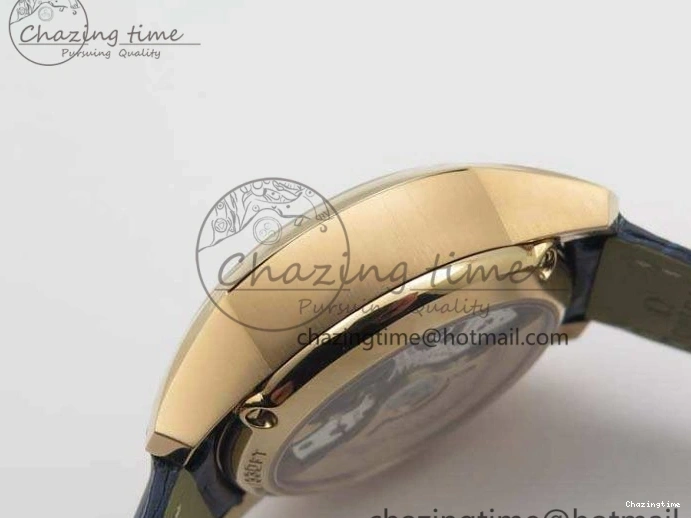 0128 QuickDry De Ville Chronograph RG OMF 1:1 Best Edition Blue Dial On Blue Leather Strap A 8107